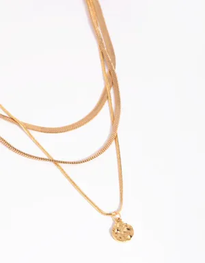 Gold Plated Snake Chain & Disc Necklace Pack