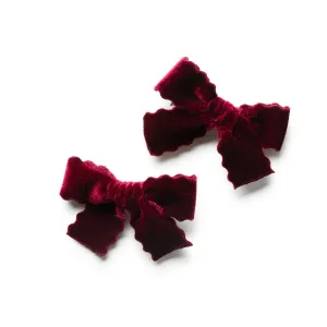 Halo Luxe Ava Scalloped Velvet Double Clip Set - Wine