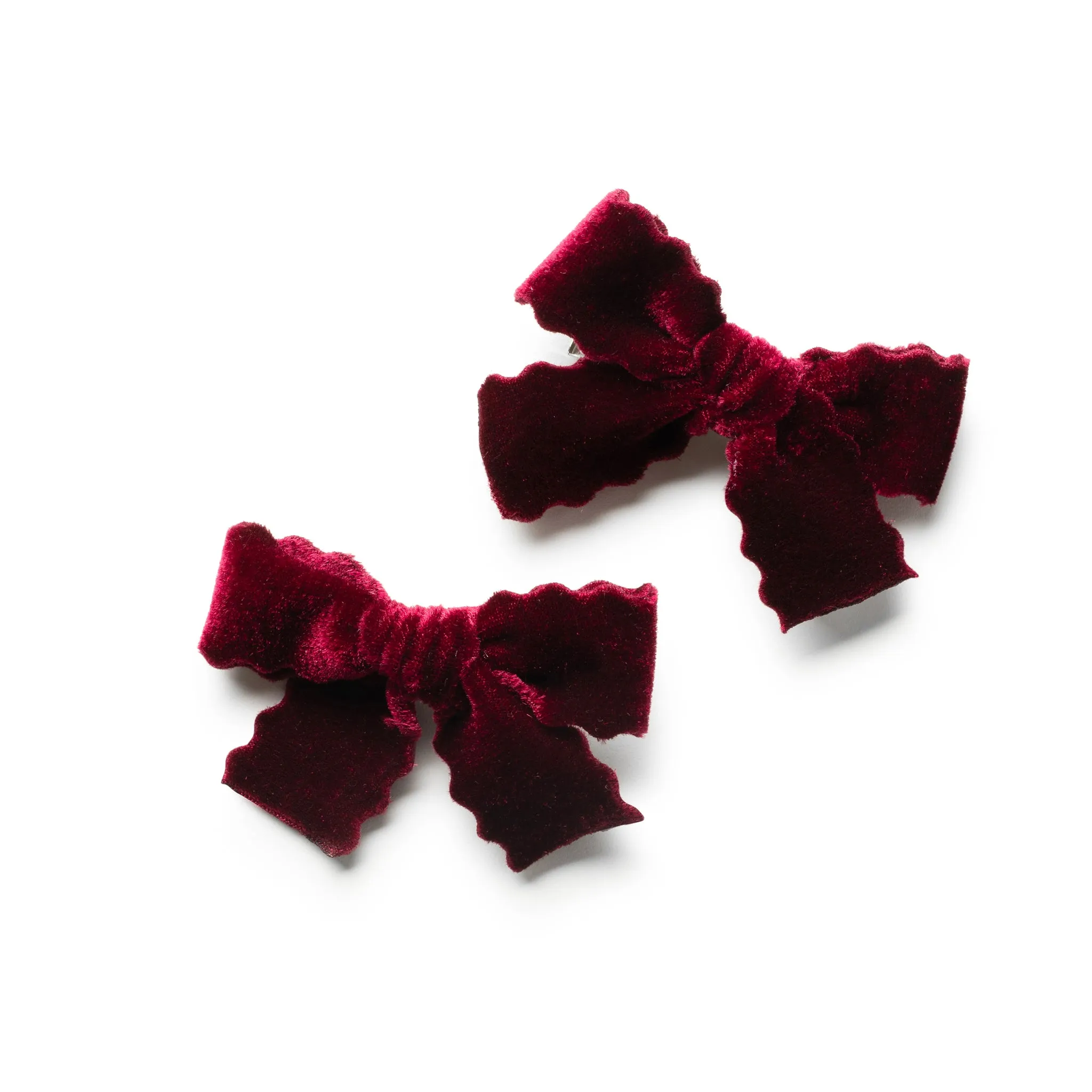 Halo Luxe Ava Scalloped Velvet Double Clip Set - Wine