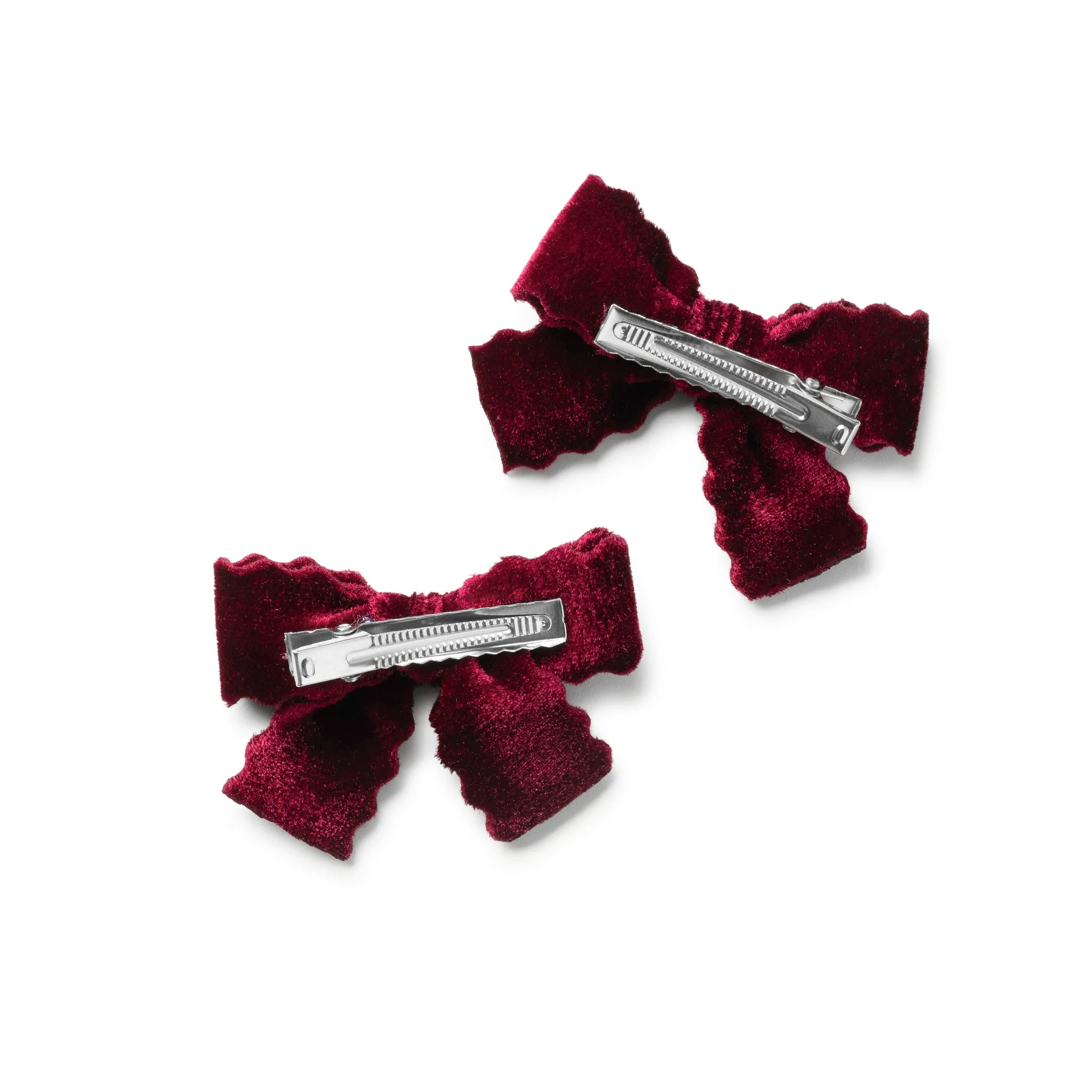 Halo Luxe Ava Scalloped Velvet Double Clip Set - Wine