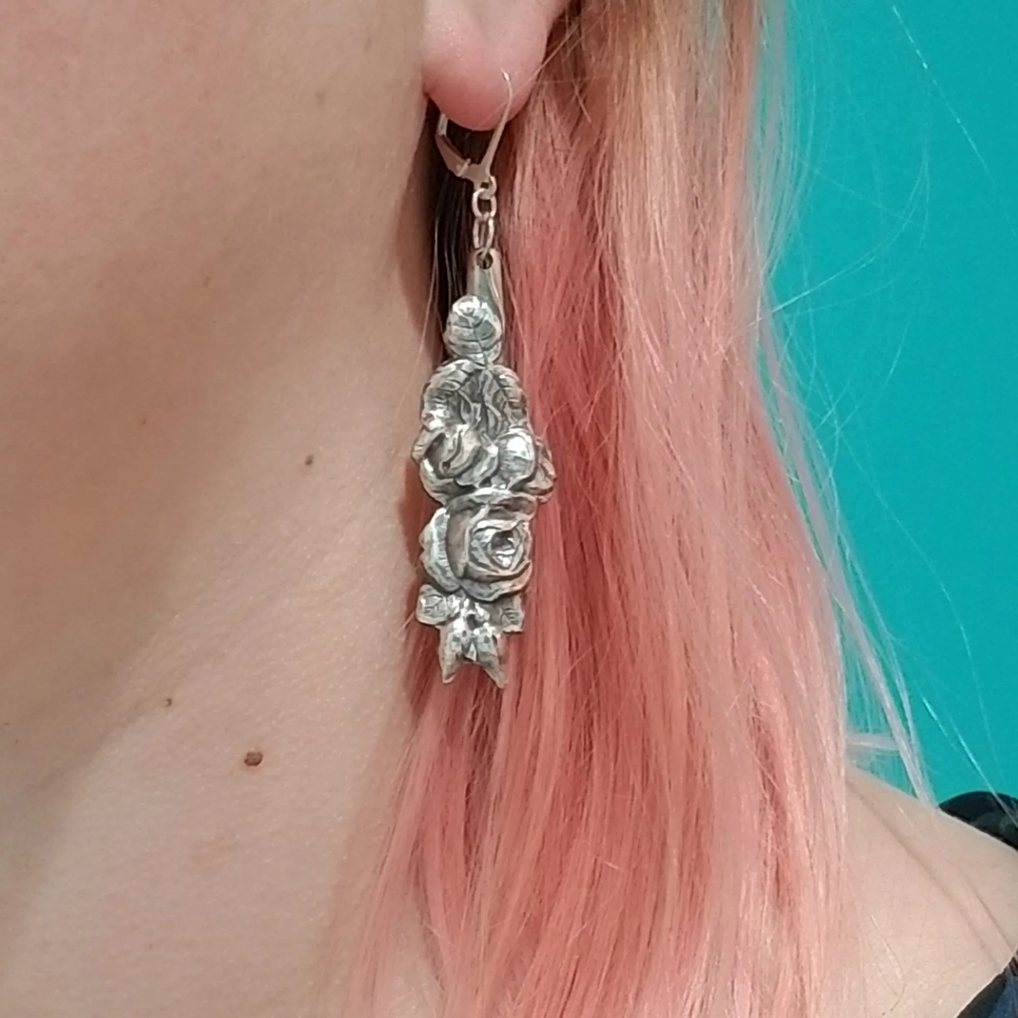 Harlequin Rose Spoon Earrings