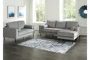 Hazela Charcoal Sofa Chaise and Loveseat