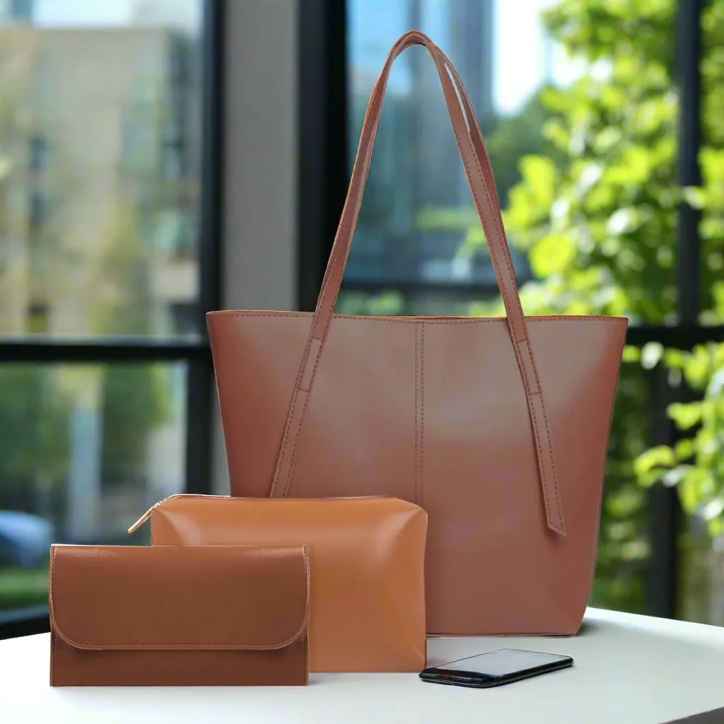 Hobo Tote Brown 3 Piece