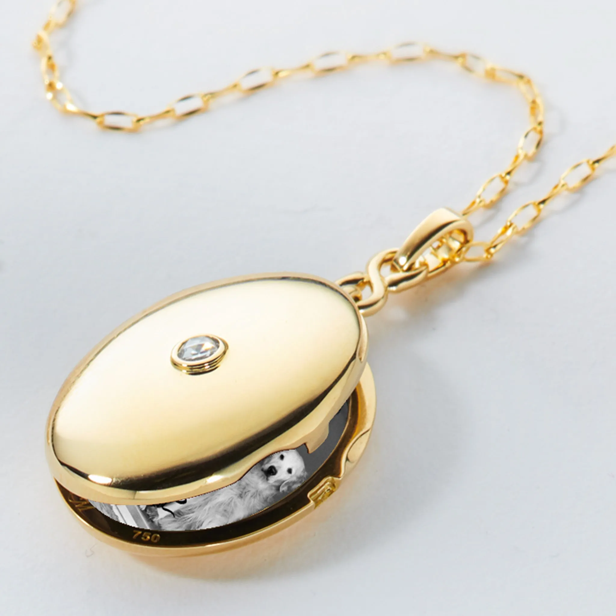 Infinity Diamond & Gold Engraved Locket Necklace