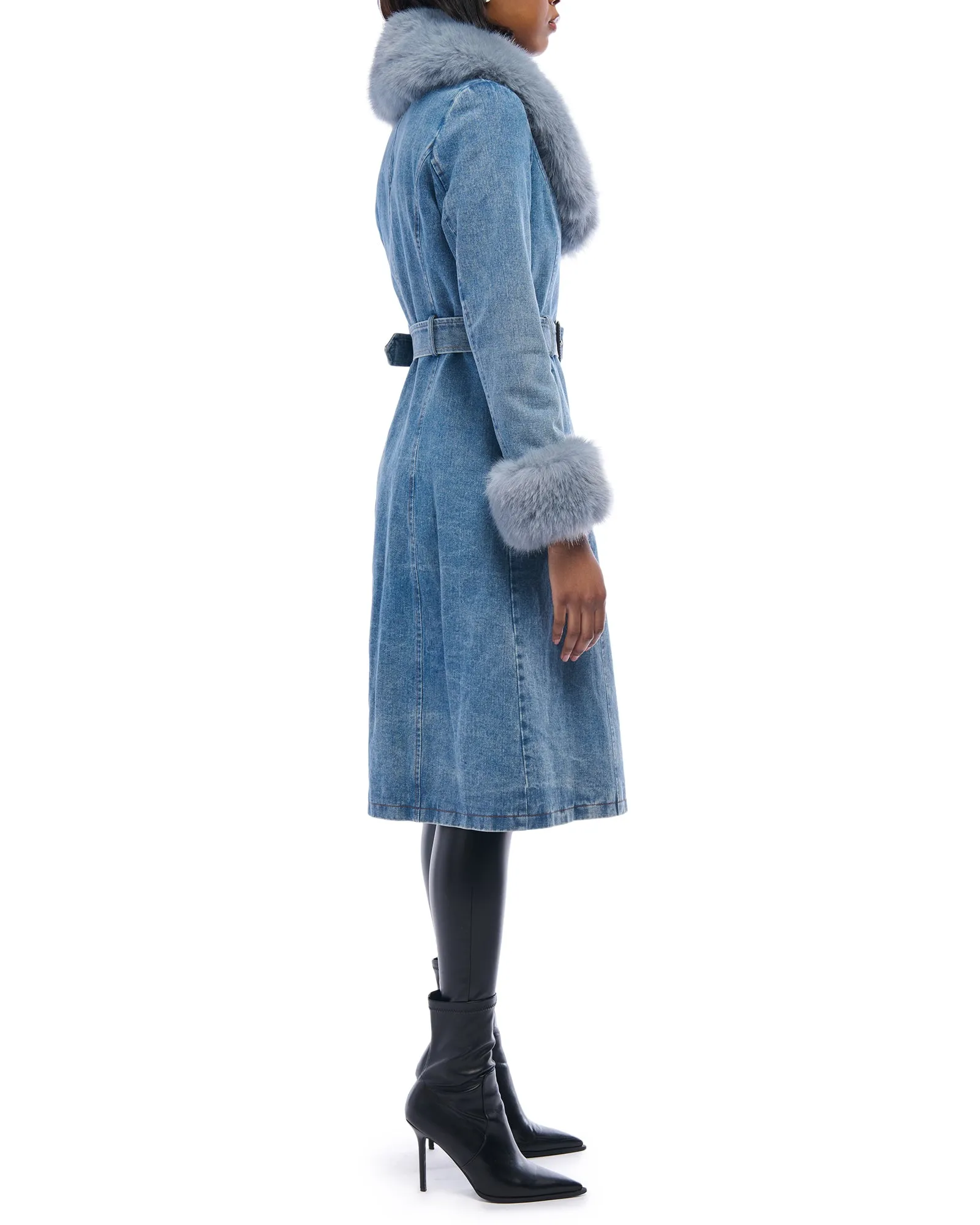 KAYA-DENIM FAUX FUR JACKET