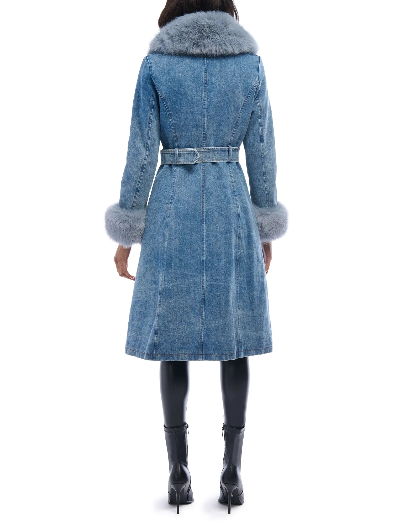 KAYA-DENIM FAUX FUR JACKET