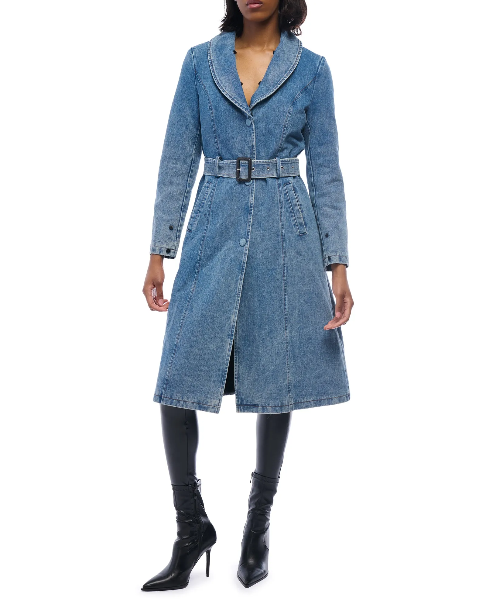 KAYA-DENIM FAUX FUR JACKET