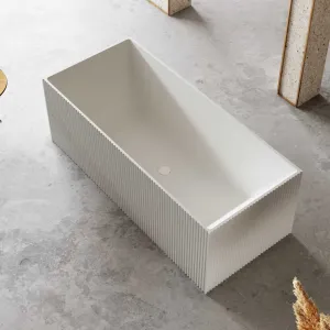 KYLA 1700mm V-Groove Fluted Square Back To Wall Freestanding Bathtub Matte White