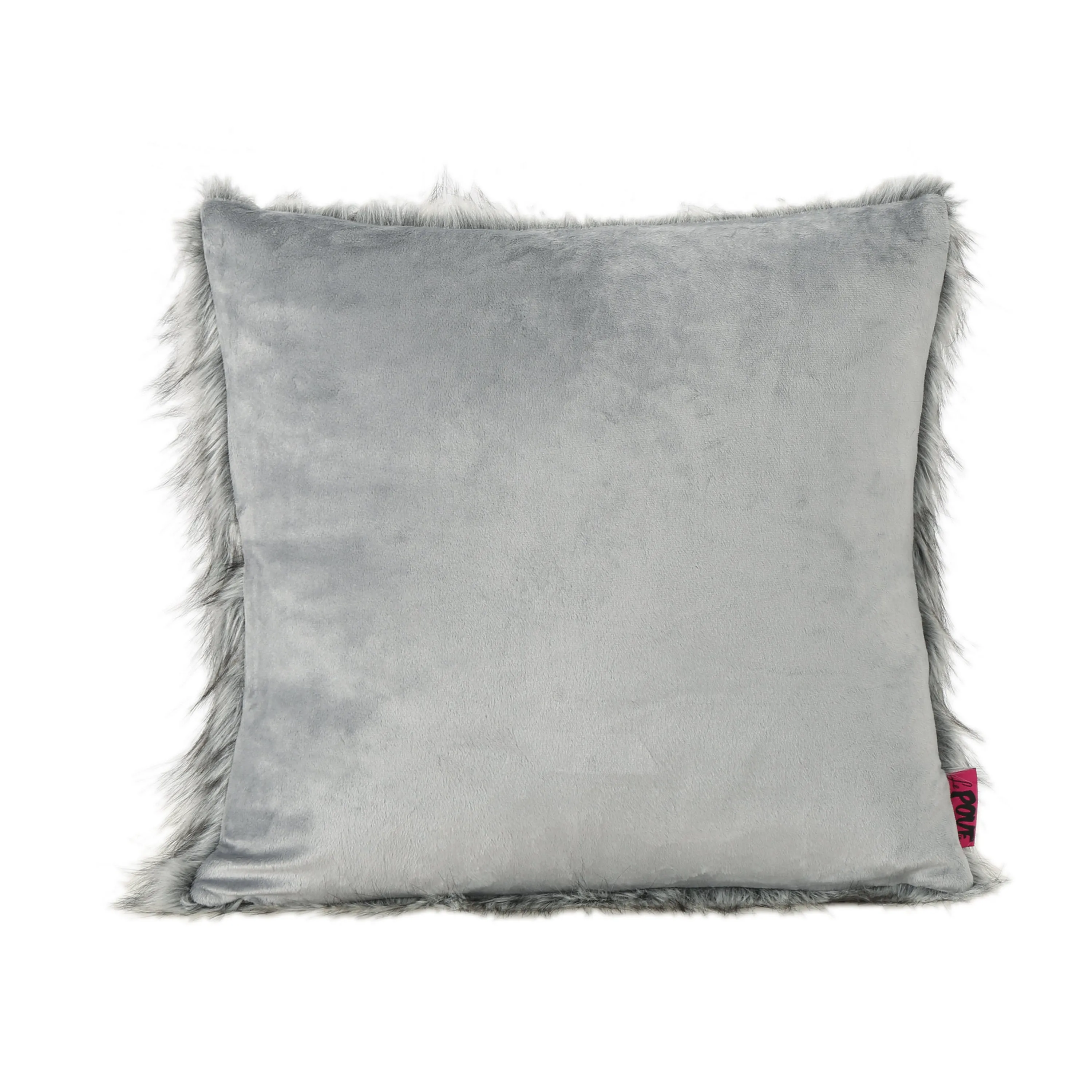 Laraine Furry GlamDark Grey and Light Grey Streak Faux Fur Throw Pillow