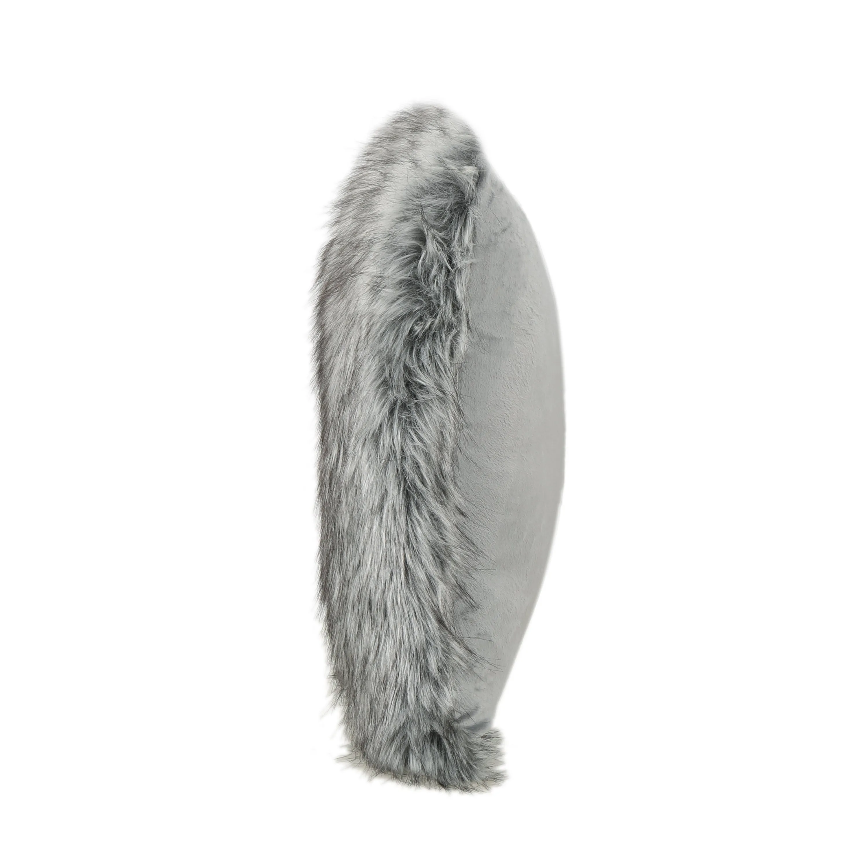 Laraine Furry GlamDark Grey and Light Grey Streak Faux Fur Throw Pillow