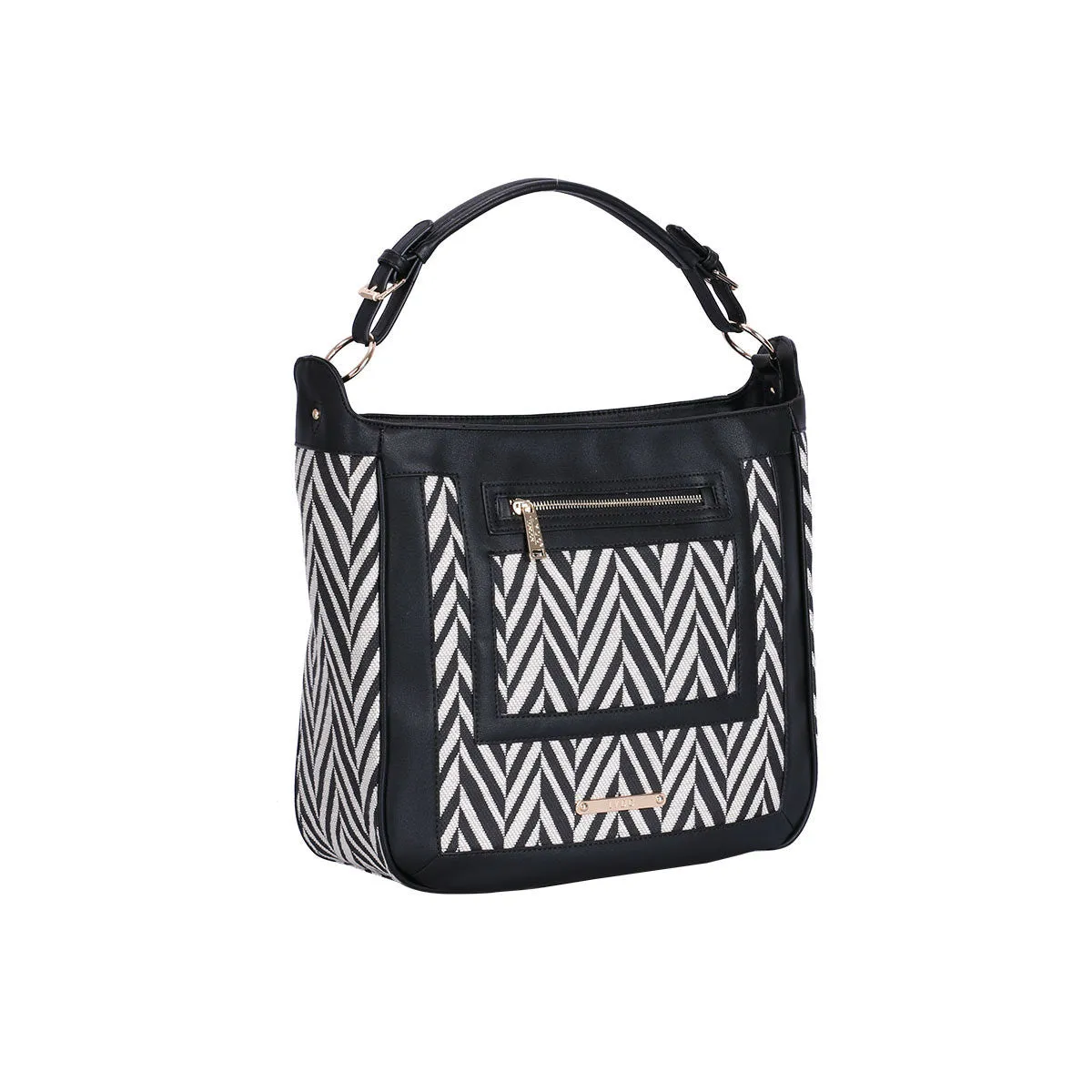 LYDC Zigzag Monochrome Hobo Shoulder Bag