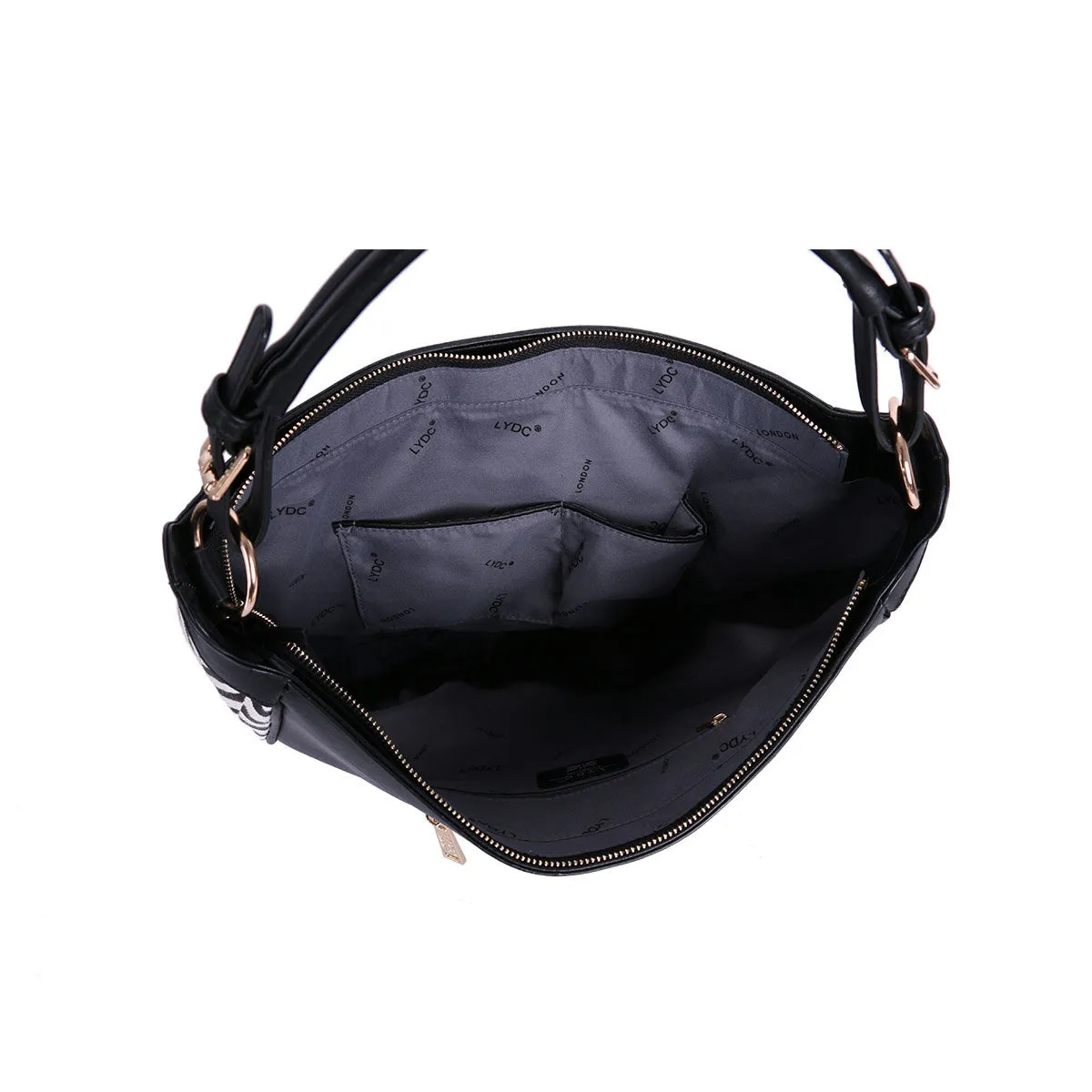 LYDC Zigzag Monochrome Hobo Shoulder Bag
