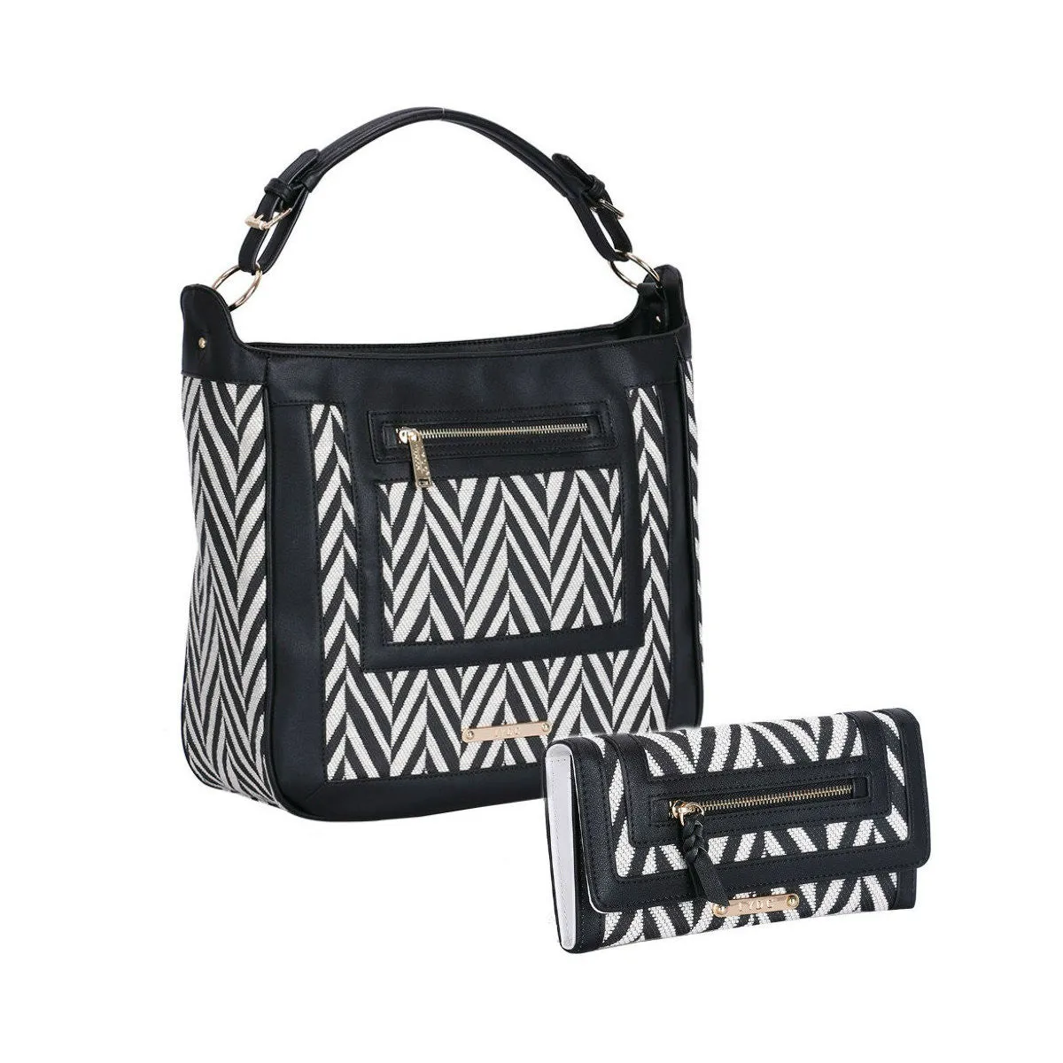 LYDC Zigzag Monochrome Hobo Shoulder Bag