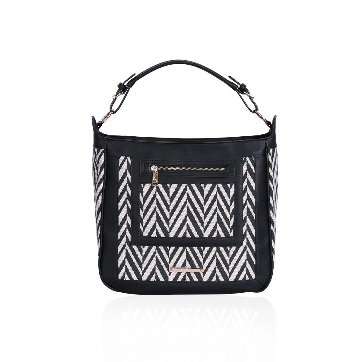 LYDC Zigzag Monochrome Hobo Shoulder Bag