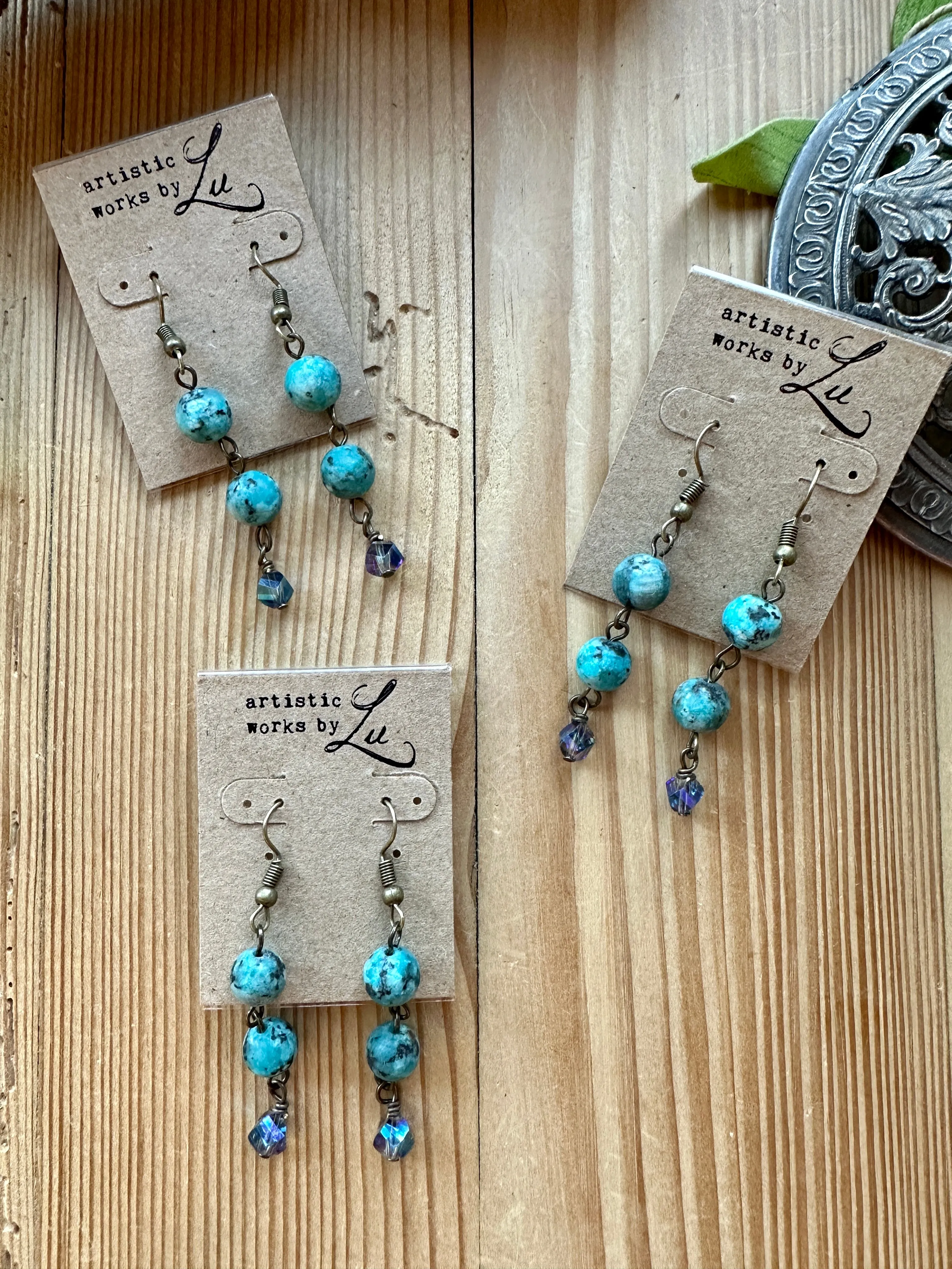 Marbled Turquoise Blue Earrings