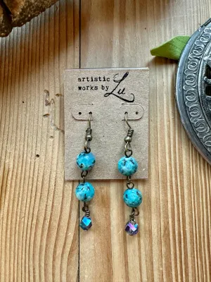Marbled Turquoise Blue Earrings