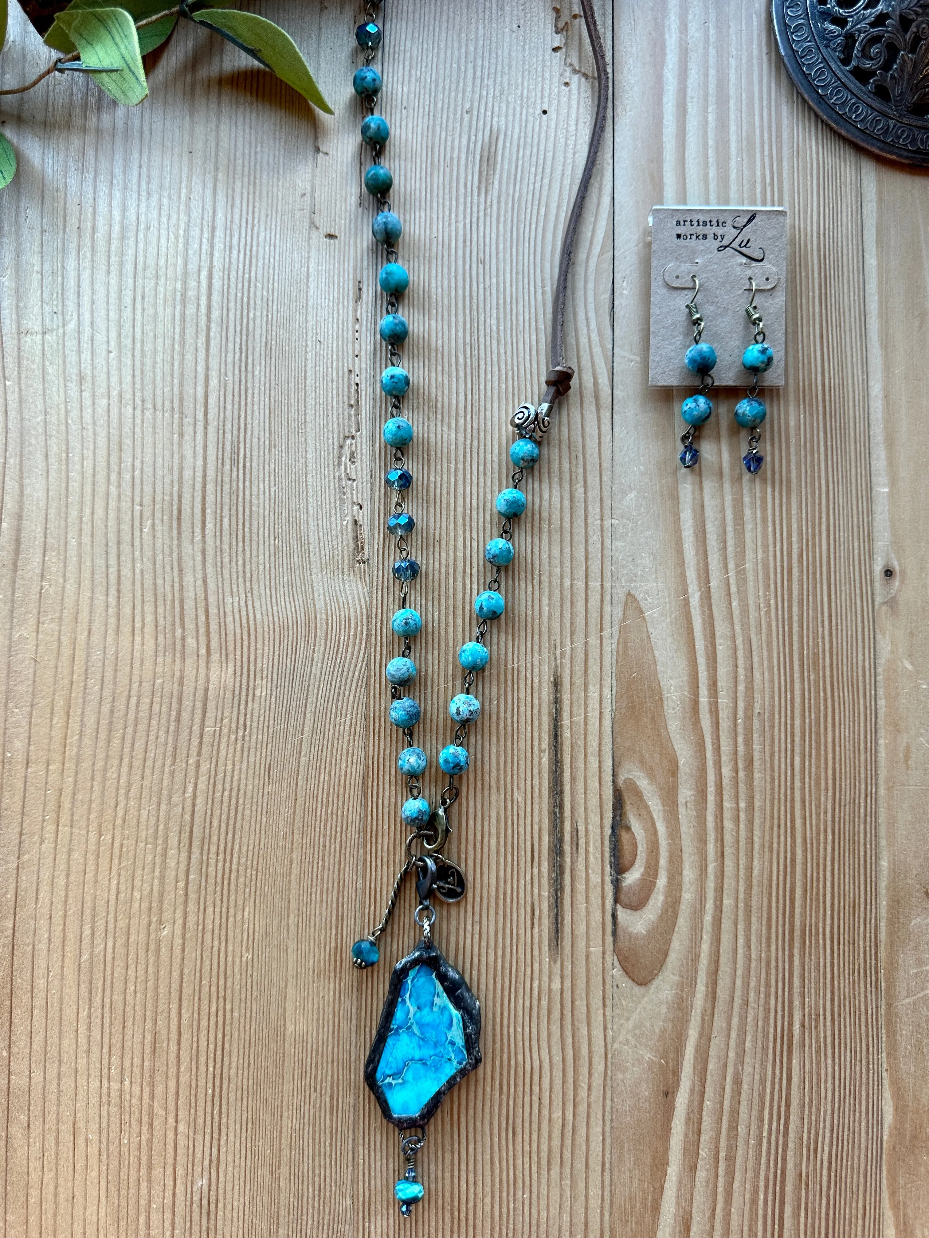Marbled Turquoise Blue Earrings