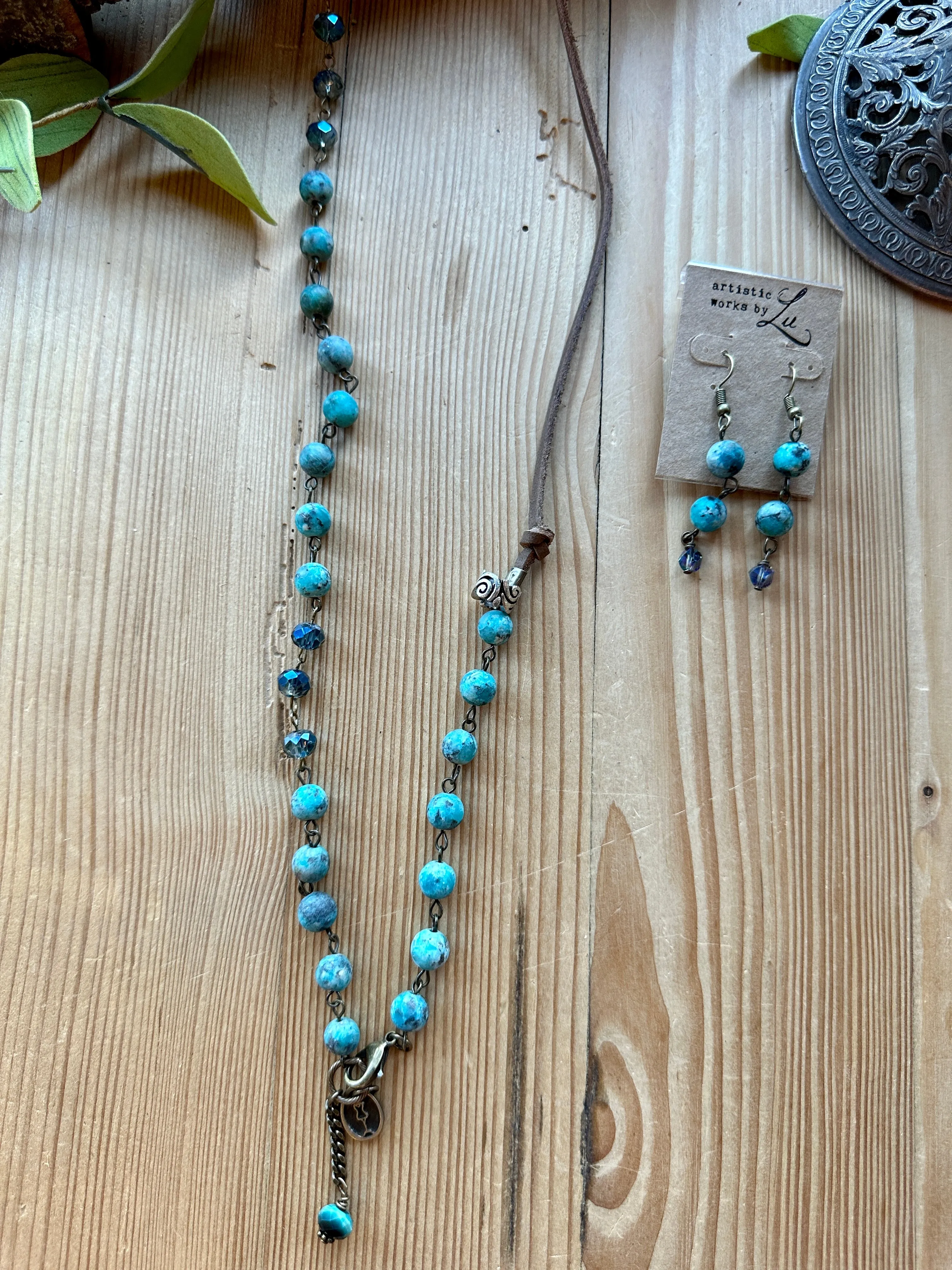 Marbled Turquoise Blue Earrings