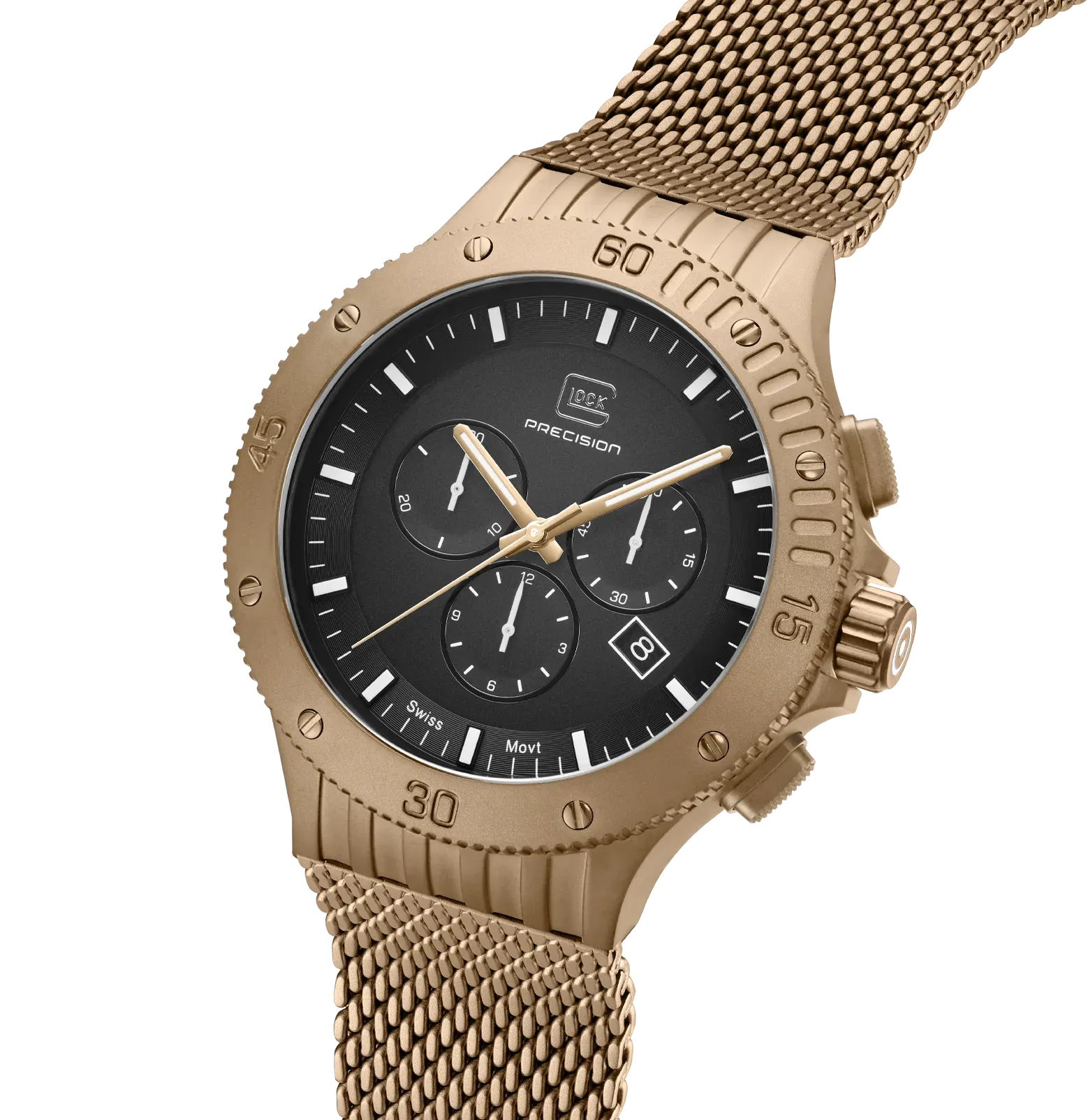 Men's Glock Watch in Coyote with Black Dial & Mesh Band