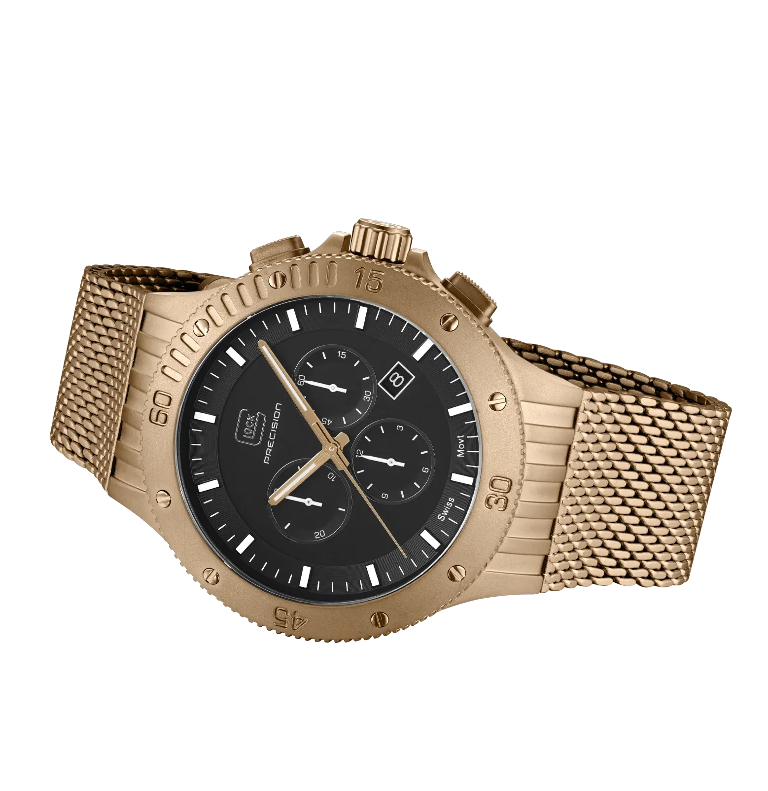 Men's Glock Watch in Coyote with Black Dial & Mesh Band