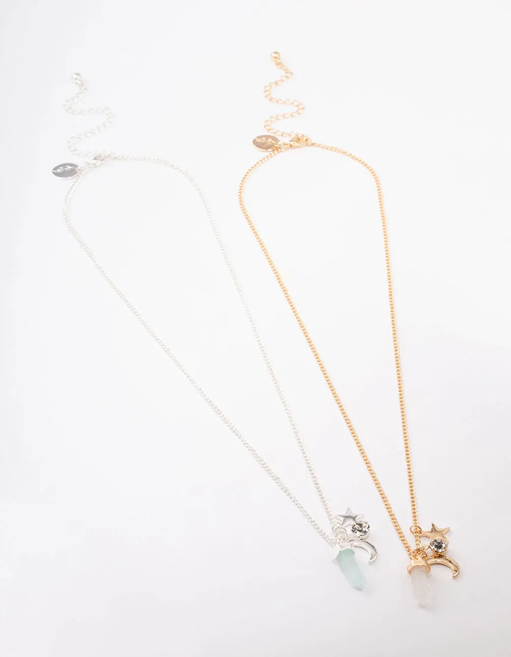 Mixed Metal Semi-Precious Charm Shard Necklace Pack