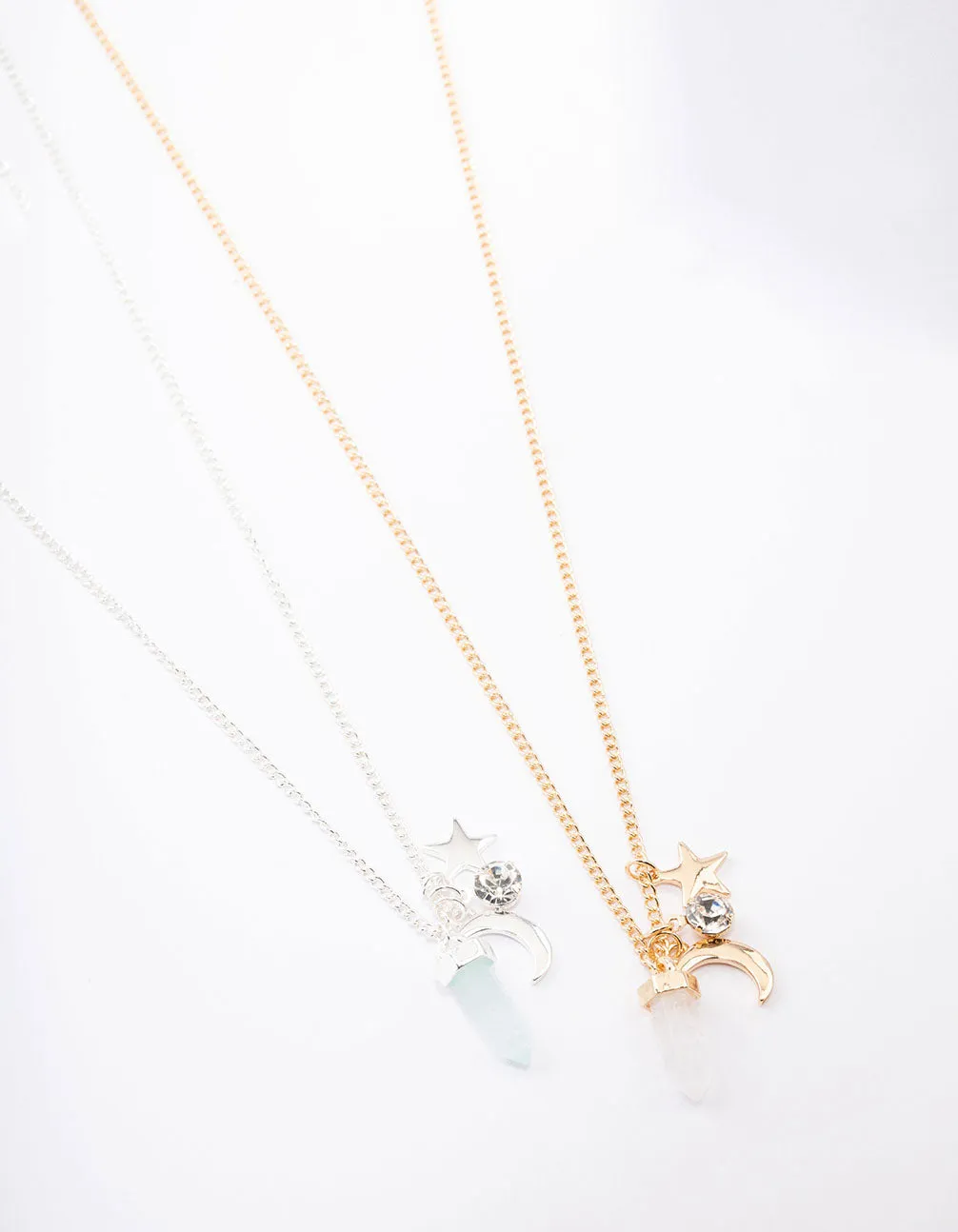 Mixed Metal Semi-Precious Charm Shard Necklace Pack