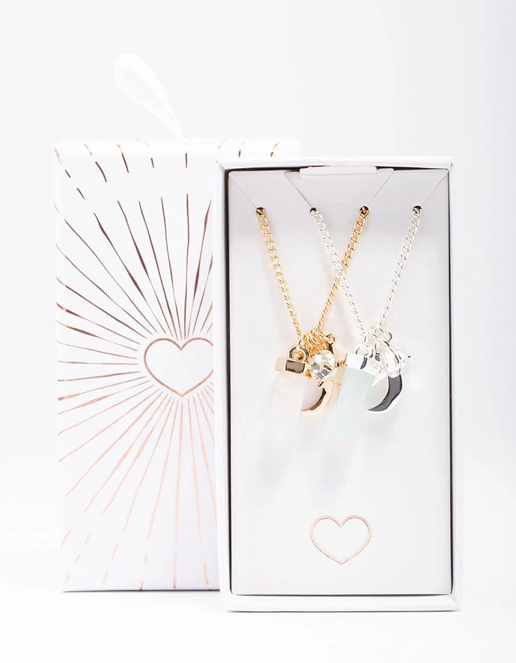 Mixed Metal Semi-Precious Charm Shard Necklace Pack