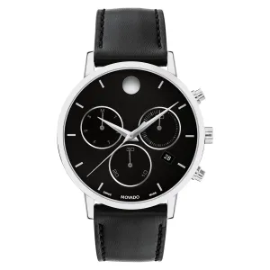 Movado Leather Black Dial Chronograph Men's Swiss Made Watch - 607778
