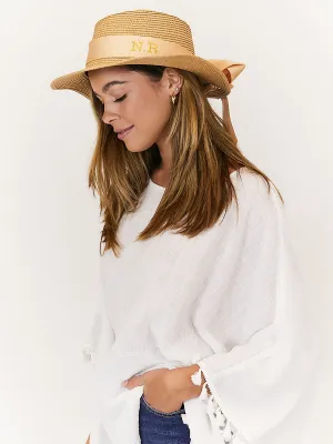 Mykonos Personalised Ribbon Panama Hat / Gold