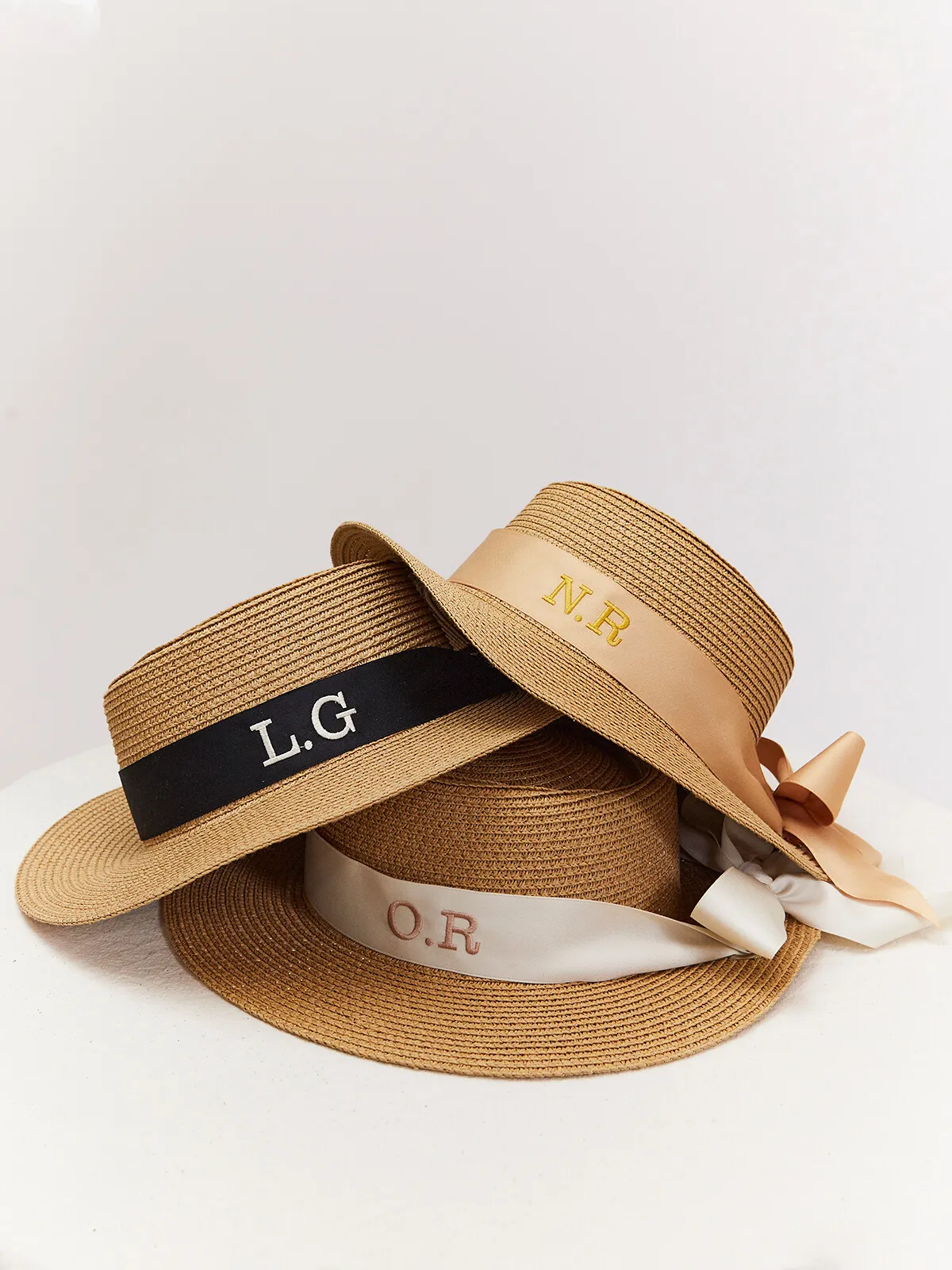 Mykonos Personalised Ribbon Panama Hat / Gold