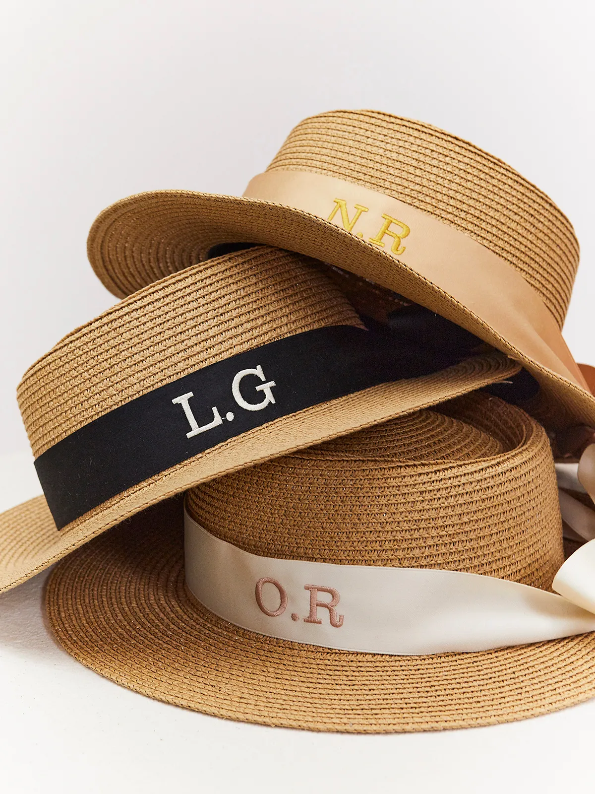 Mykonos Personalised Ribbon Panama Hat / Gold
