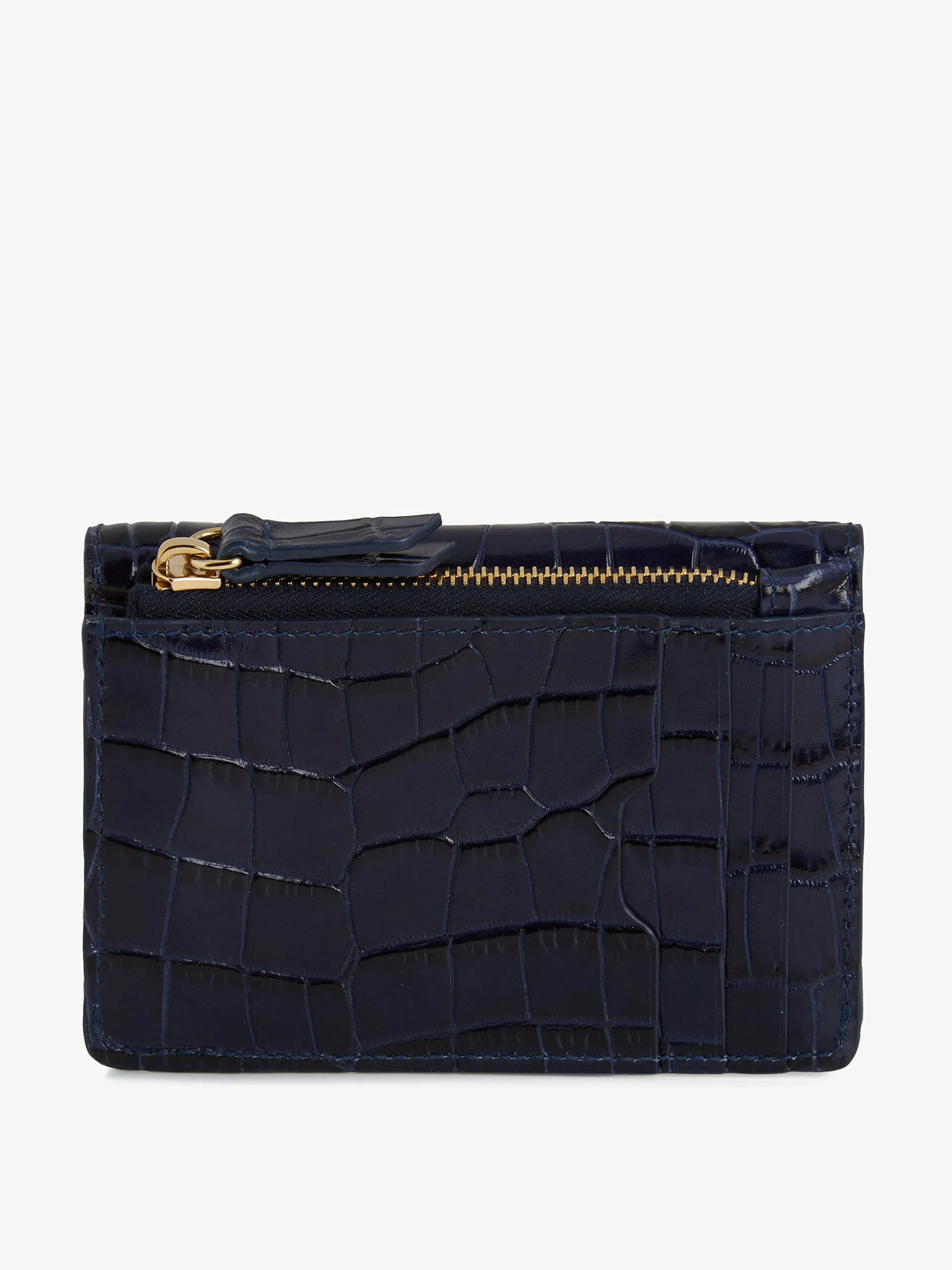 Navy croc-embossed Multrees compact wallet
