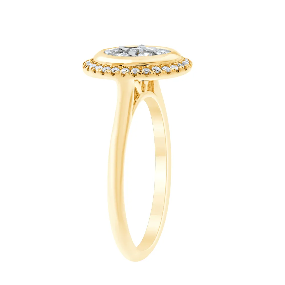 Oval Halo Ring with 1/2ct of Diamonds in 9ct Yellow Gold