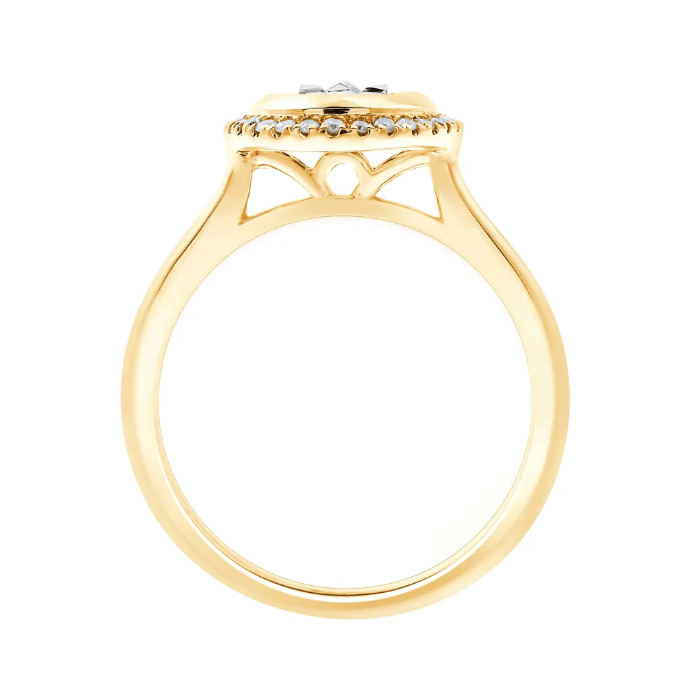 Oval Halo Ring with 1/2ct of Diamonds in 9ct Yellow Gold