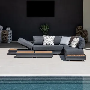 Panama Luxury Outdoor Large Corner Group Set in Charcoal