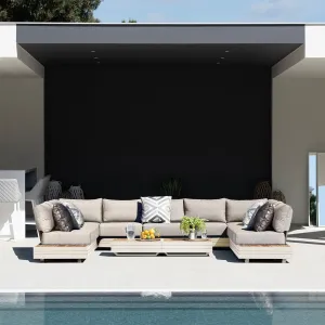 Panama Luxury Outdoor Large U-Shape Corner Sofa Set in Latte