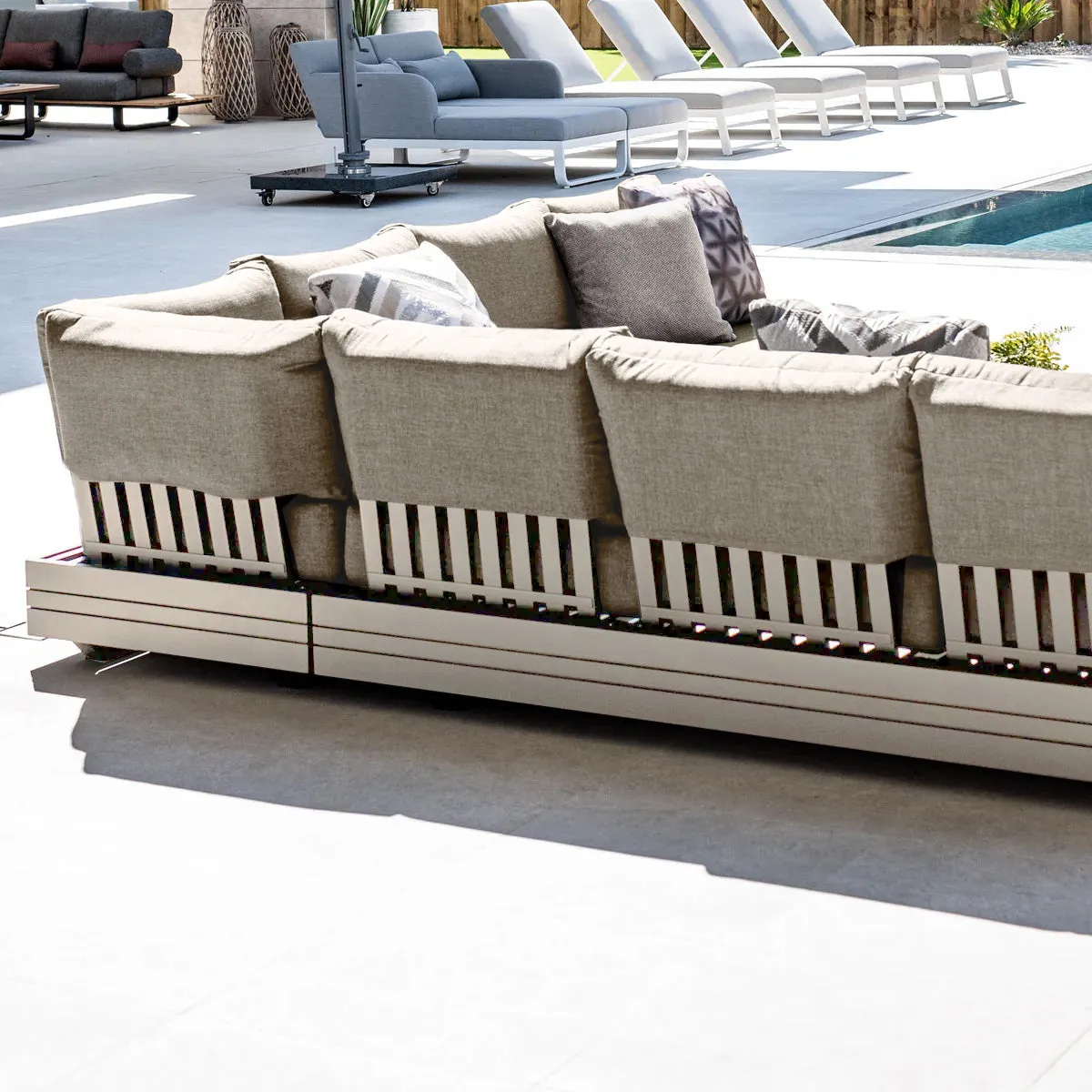 Panama Luxury Outdoor Large U-Shape Corner Sofa Set in Latte