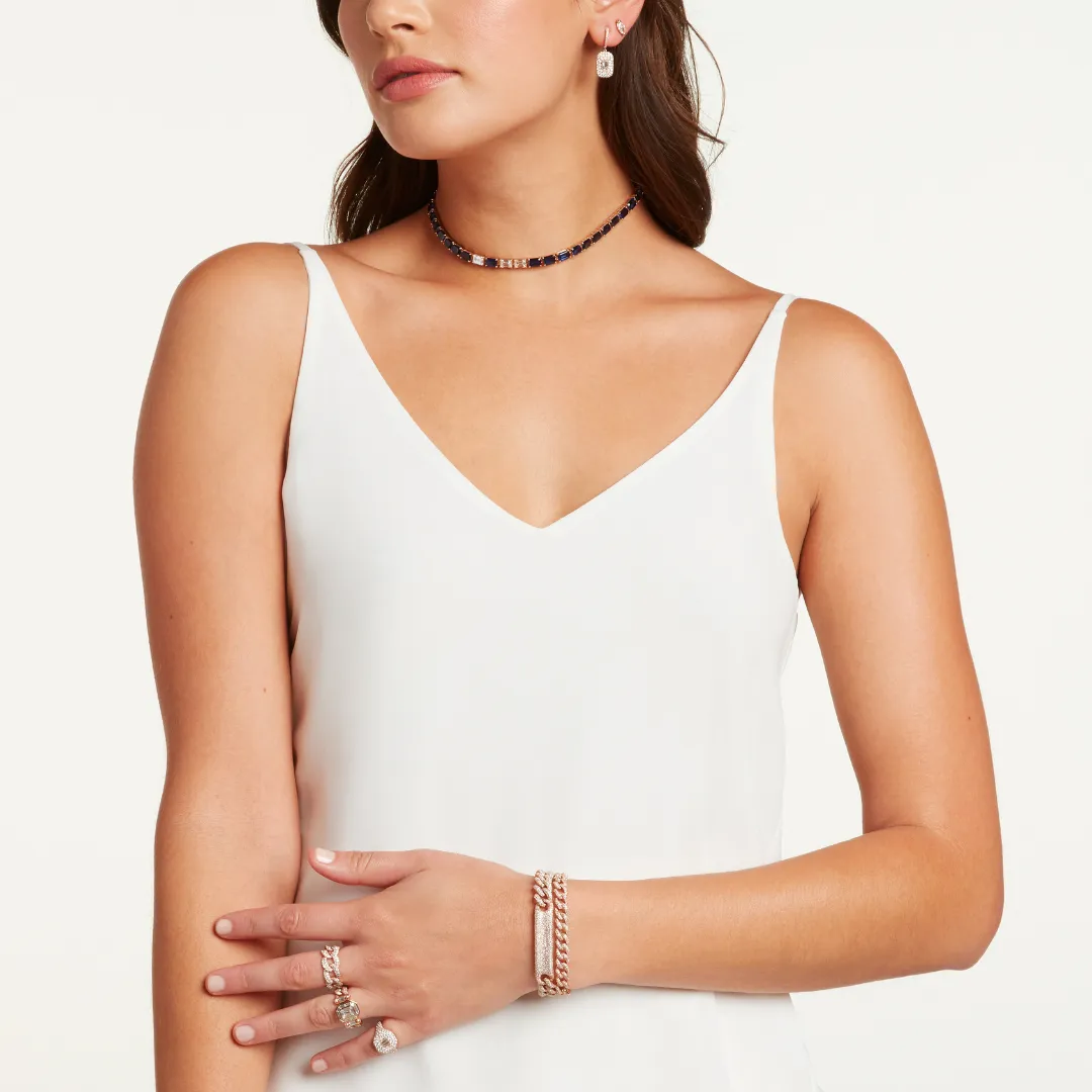 PARTIAL DIAMOND HALO MEDIUM LINK RING