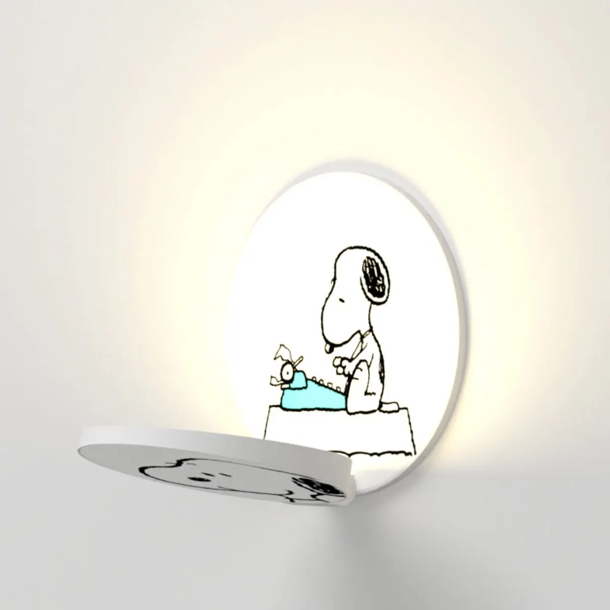 Peanuts Gravy 5 in. LED Warm White Wall Light Matte White Plug-in Snoopy Gravy