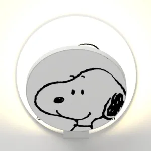 Peanuts Gravy 5 in. LED Warm White Wall Light Matte White Plug-in Snoopy Gravy