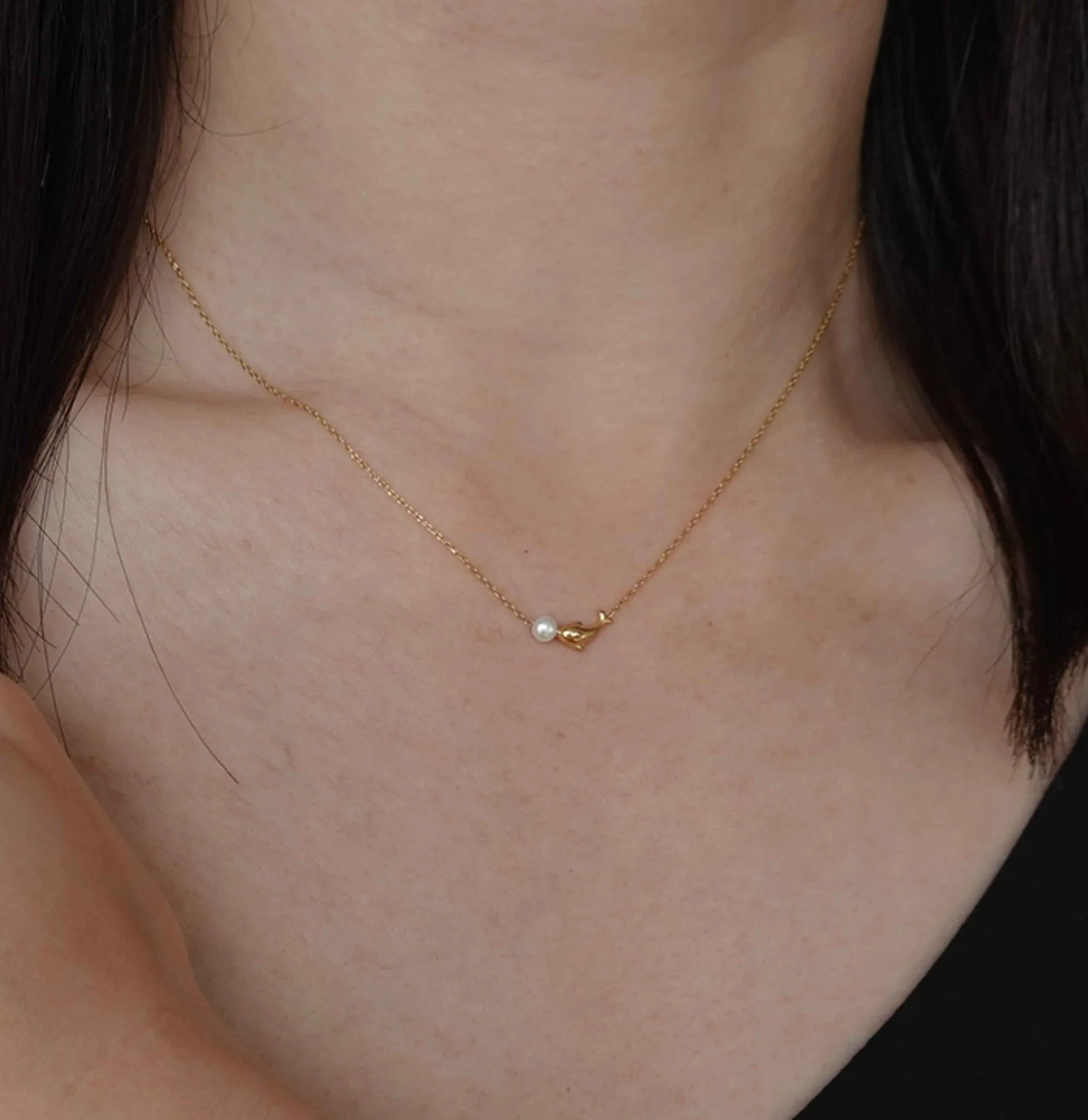 Pearl & Dolphin Necklace for Women