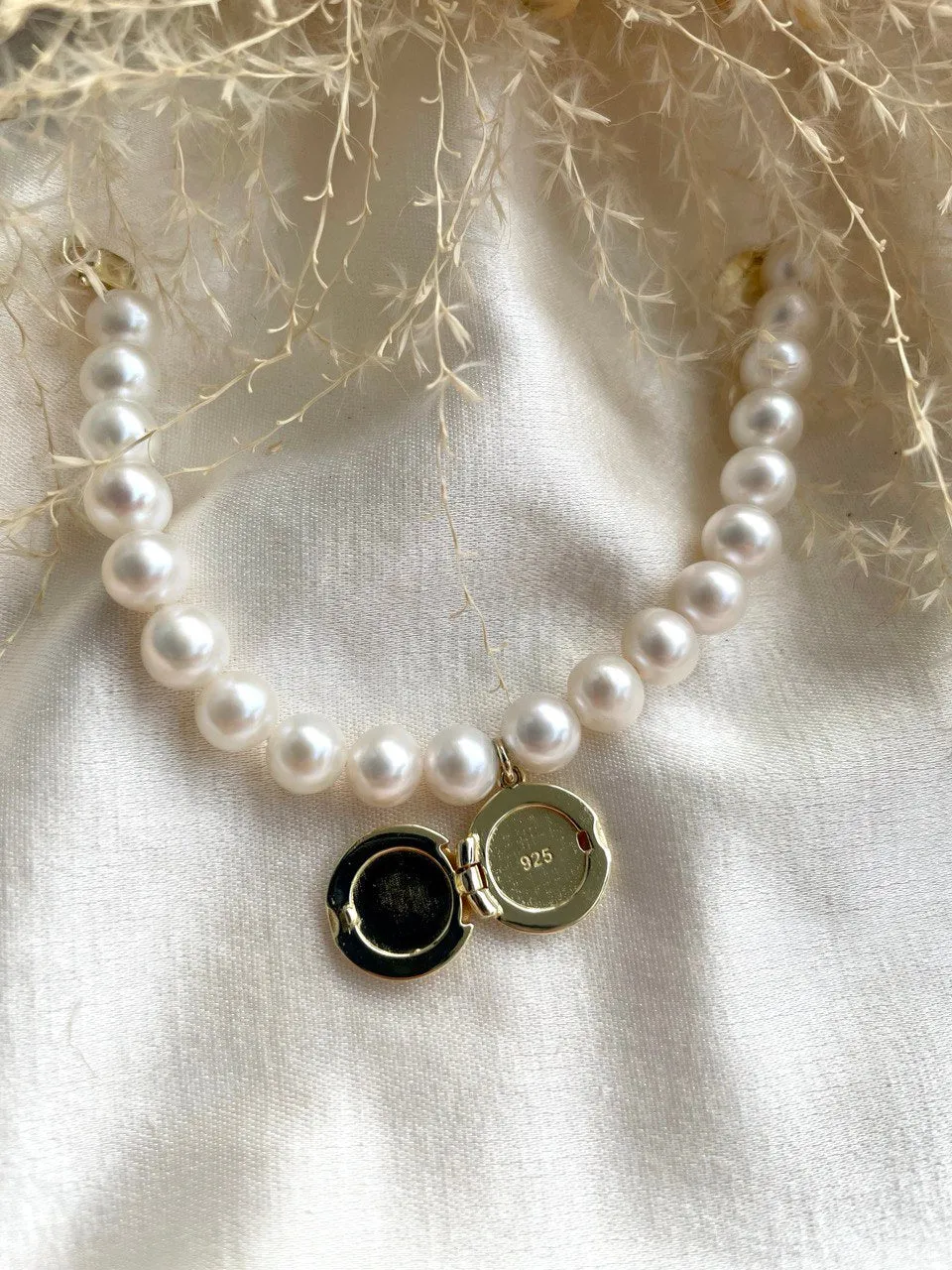 Pearl Bracelet Locket in Gold Vermeil