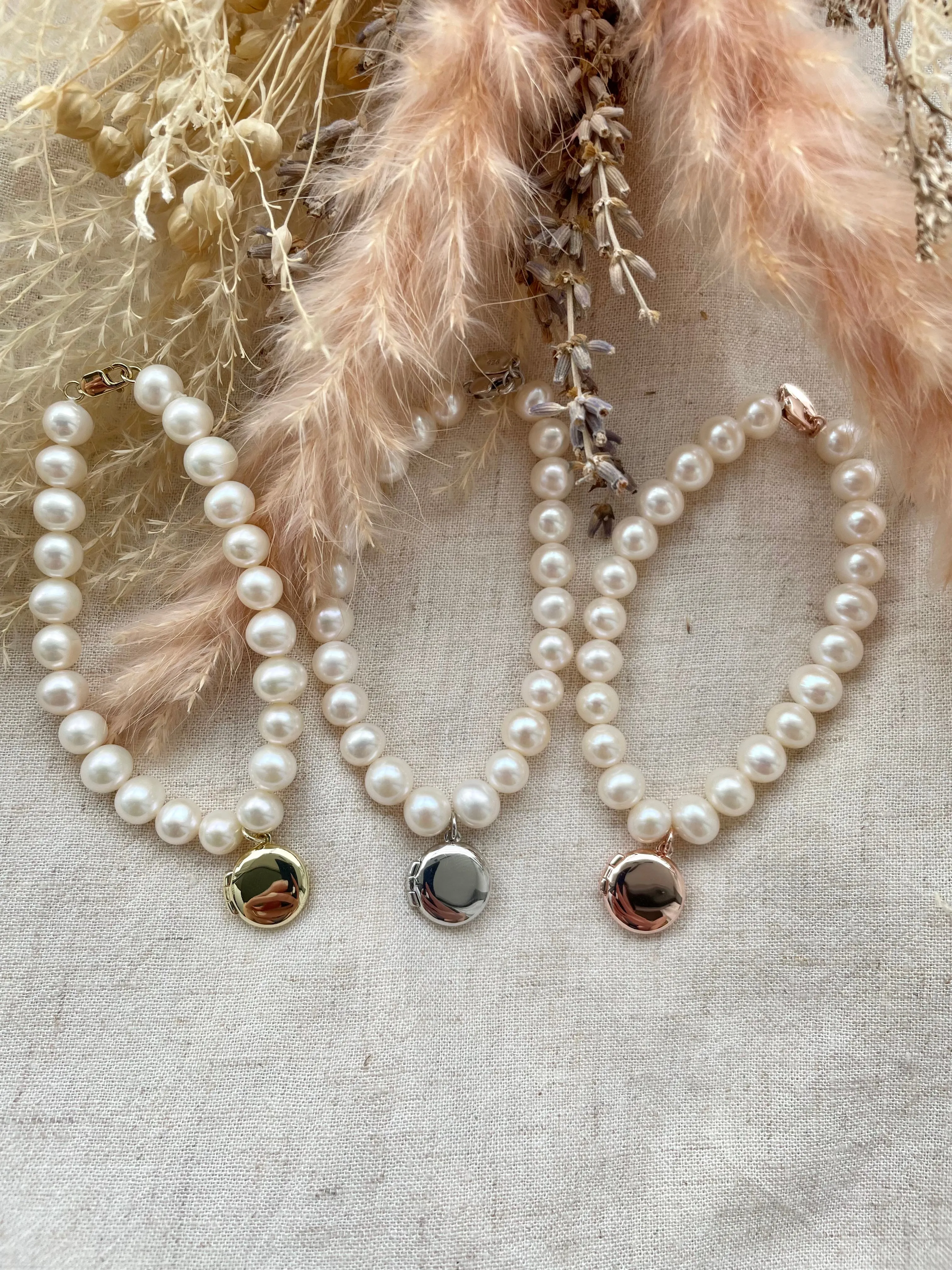 Pearl Bracelet Locket in Sterling Silver