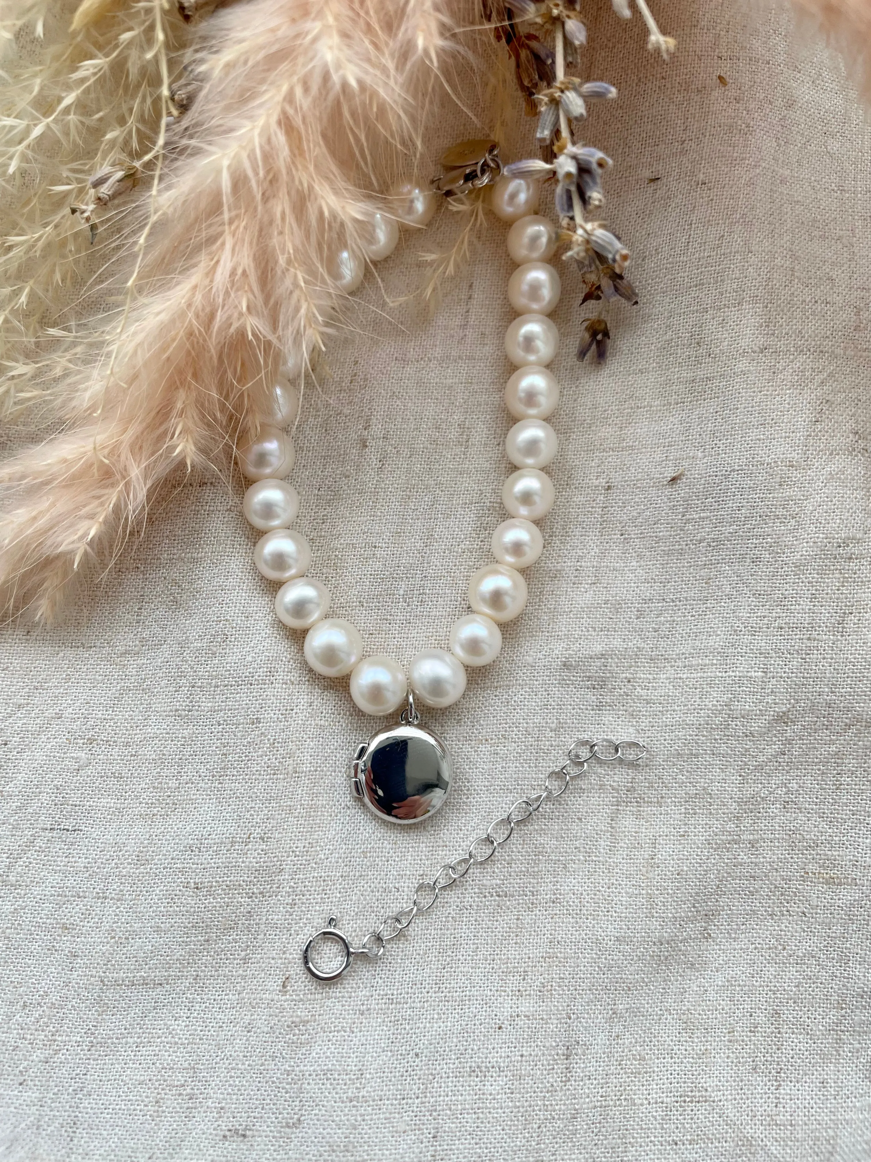 Pearl Bracelet Locket in Sterling Silver