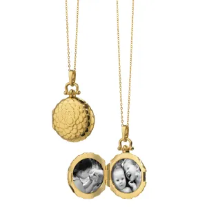 Petite Scalloped Gold Locket Necklace