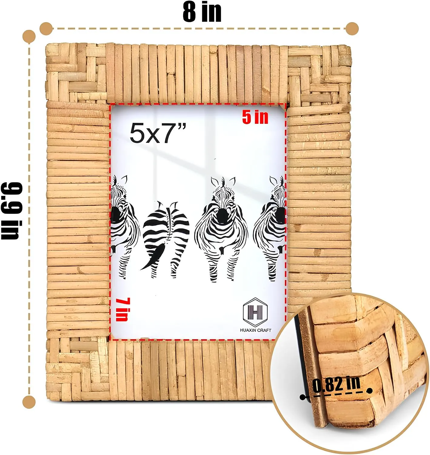 Rattan Photo Frame | Cane Photo Frame | Bamboo Photo Frame - Adah