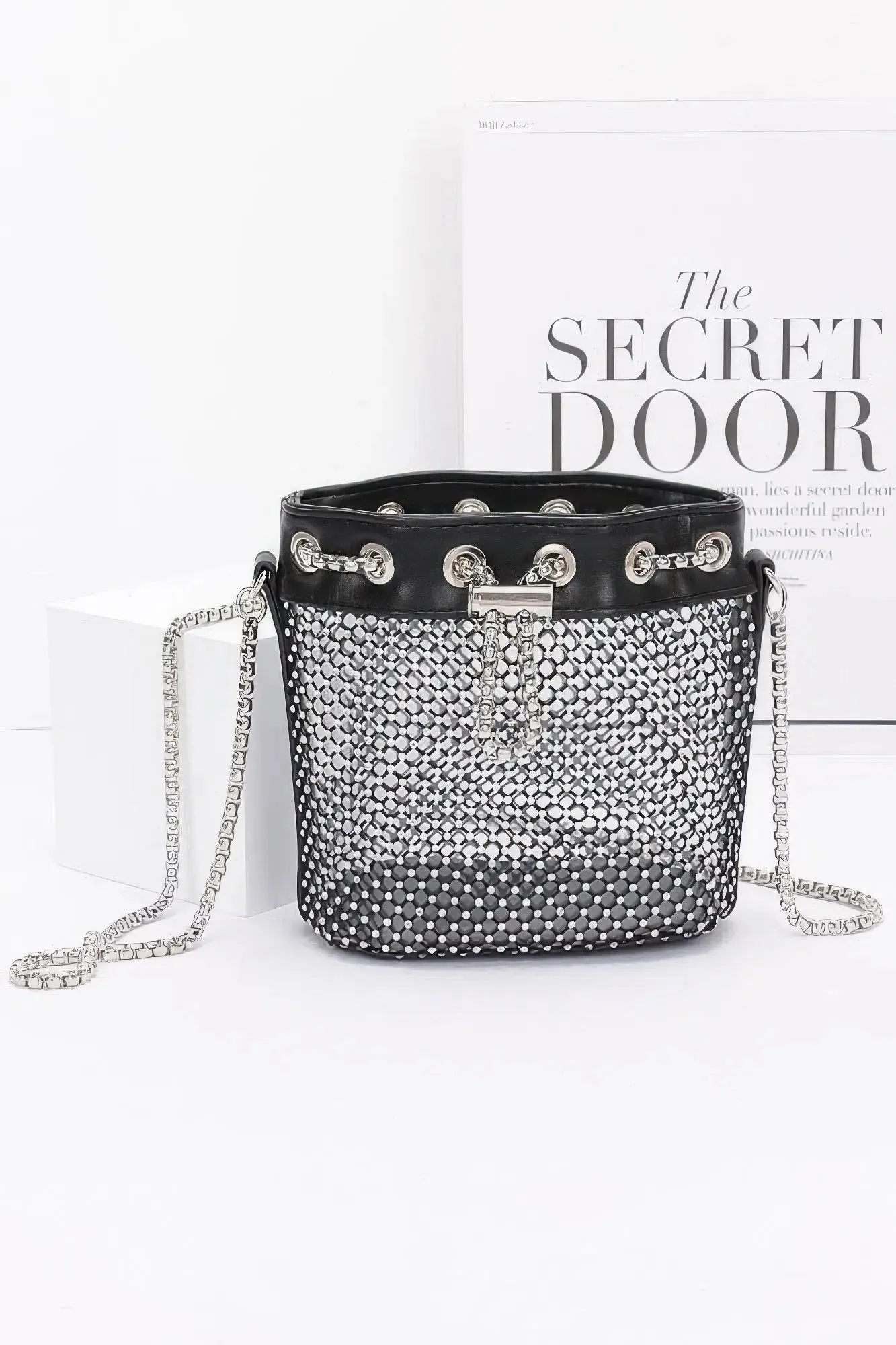 Rhinestone Mesh Tube Bag