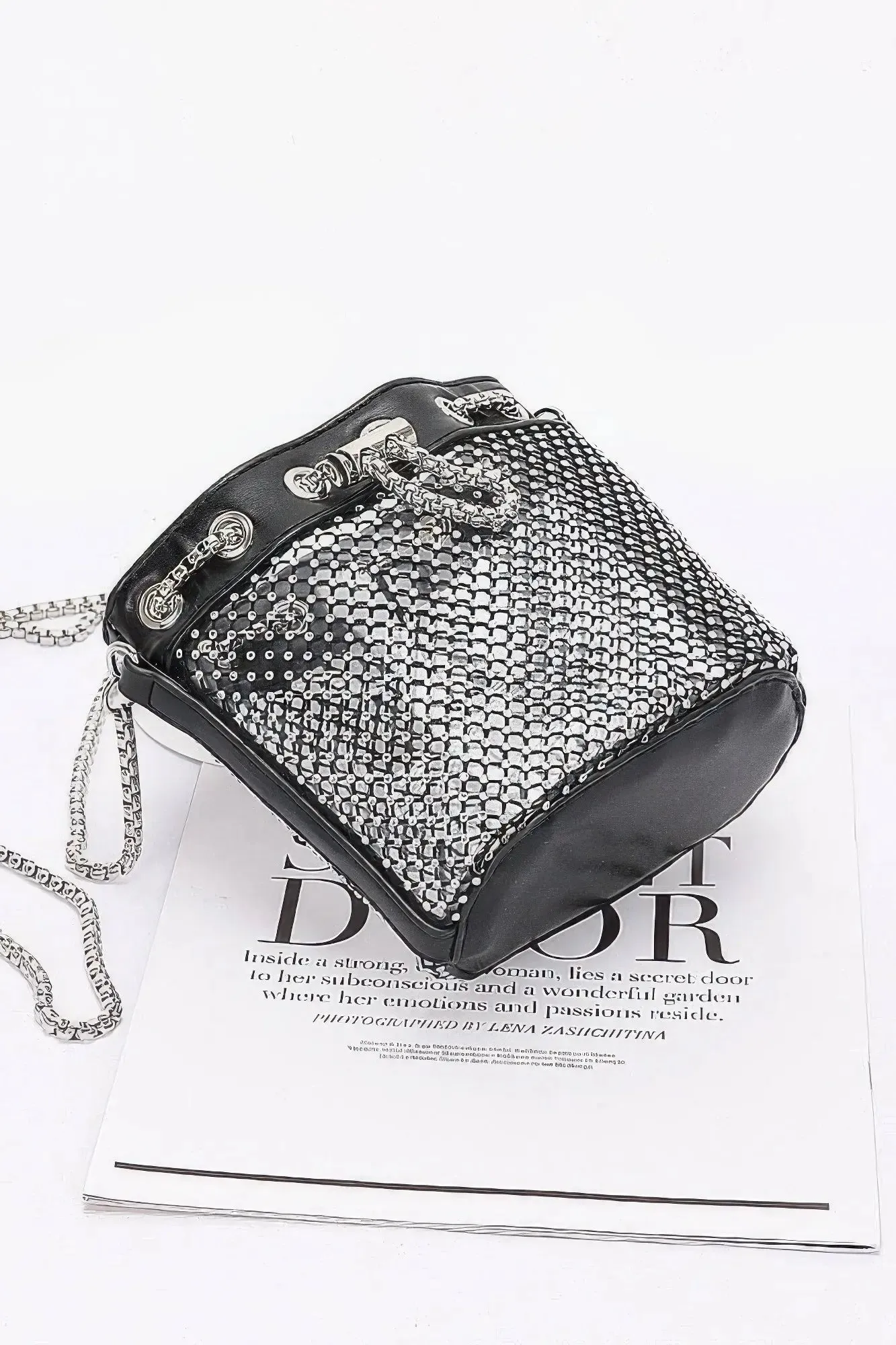 Rhinestone Mesh Tube Bag