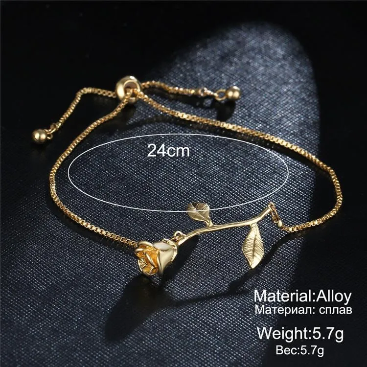 Rose Flower Charm Bracelet