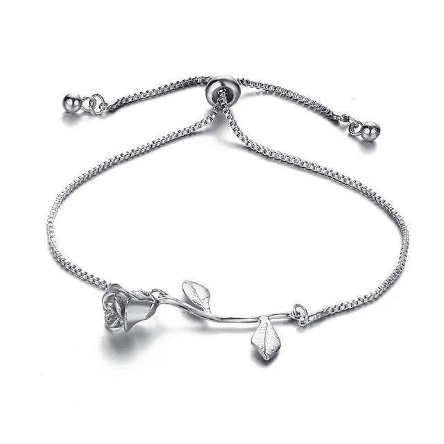 Rose Flower Charm Bracelet